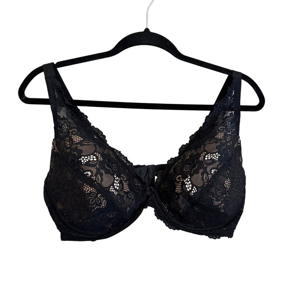 EAC Full Coverage Bra 42C Black Floral Lace Underwired Sexy Romantic Lingerie